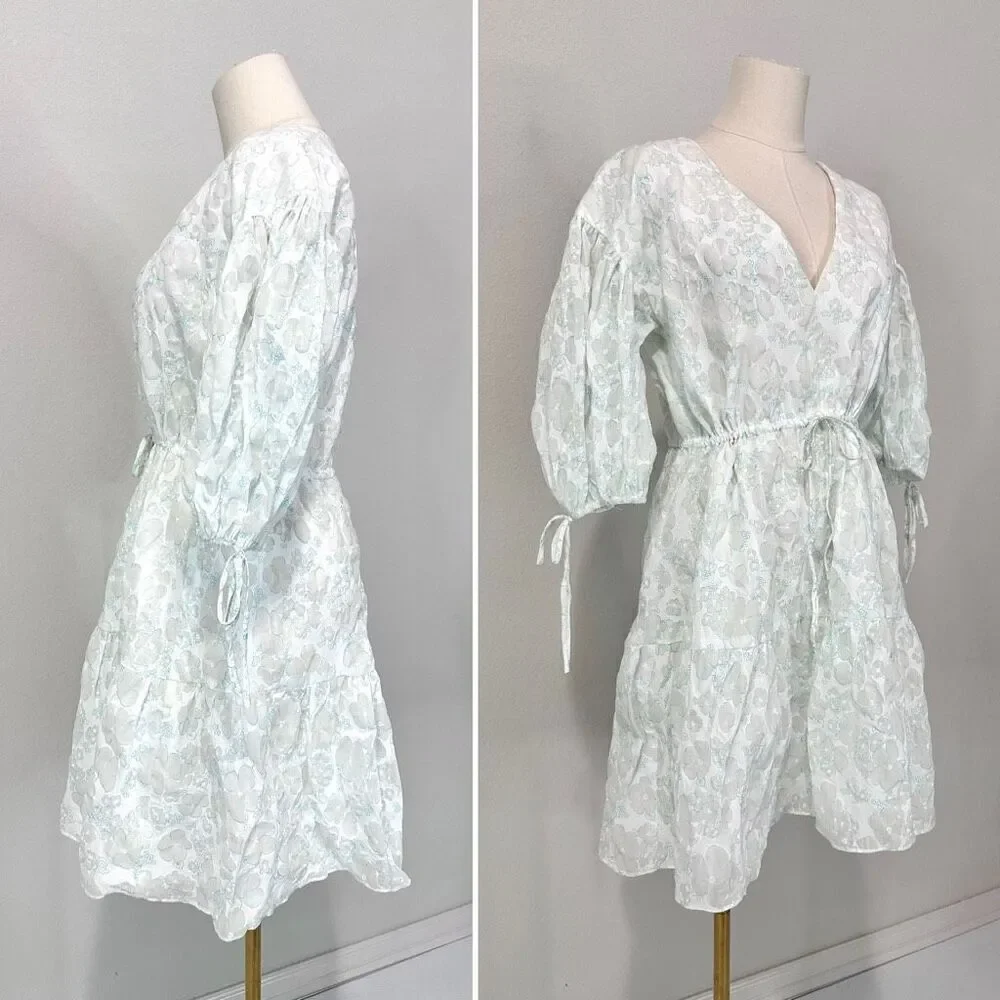 Amanda Uprichard Newman Minj Dress Puff Sleeve Size S Cottage Fairy Preppy